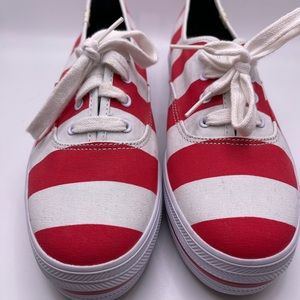 Kate Spade Platform Red & White Striped 8.5 Keds